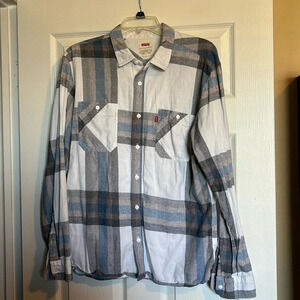 Levi’s men’s white long sleeve button down flannel shirt size large